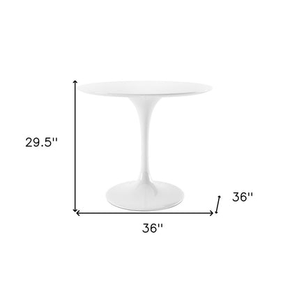 36" White Fiberglass And Metal Dining Table