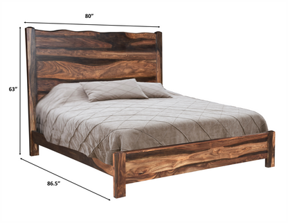 Live Edge Solid Wood King Dark Brown Bed