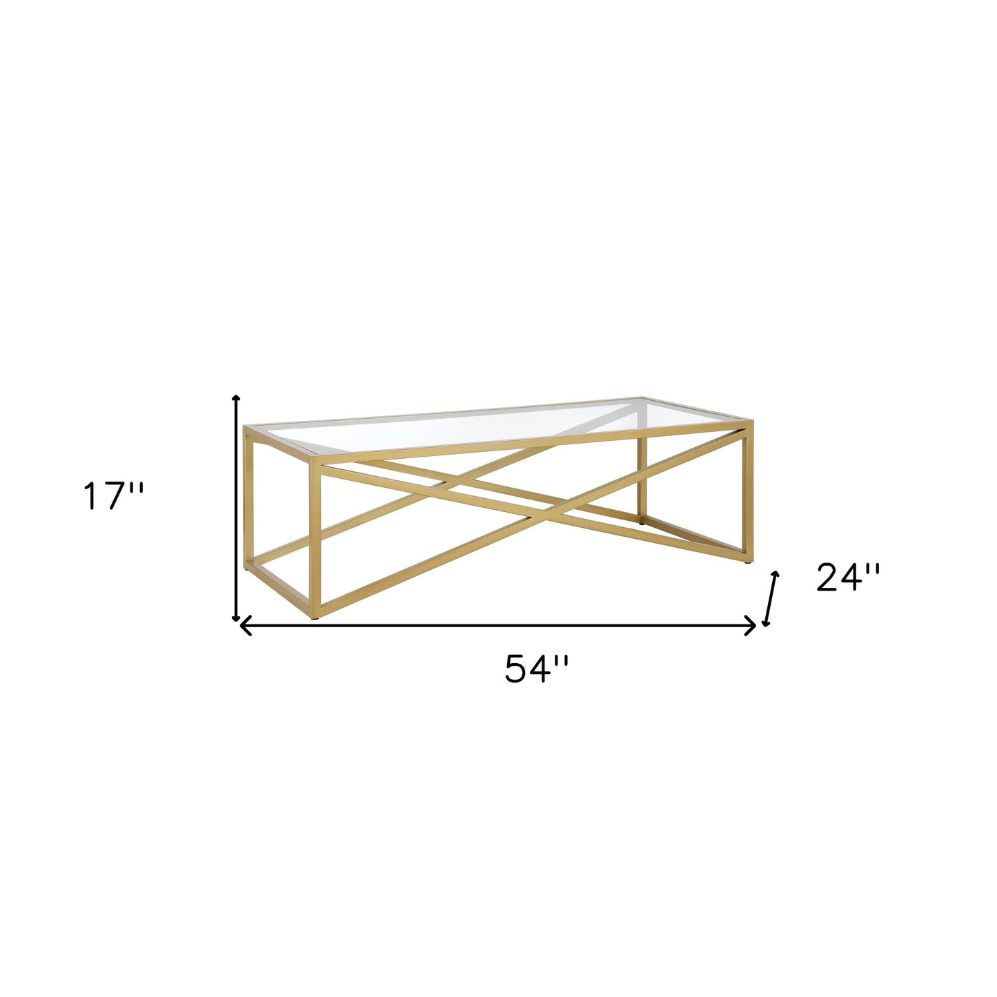 54" Gold Glass And Steel Coffee Table