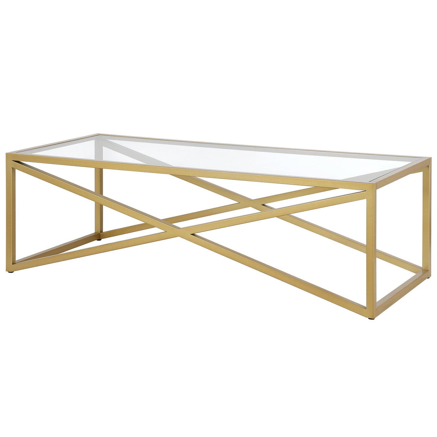 54" Gold Glass And Steel Coffee Table