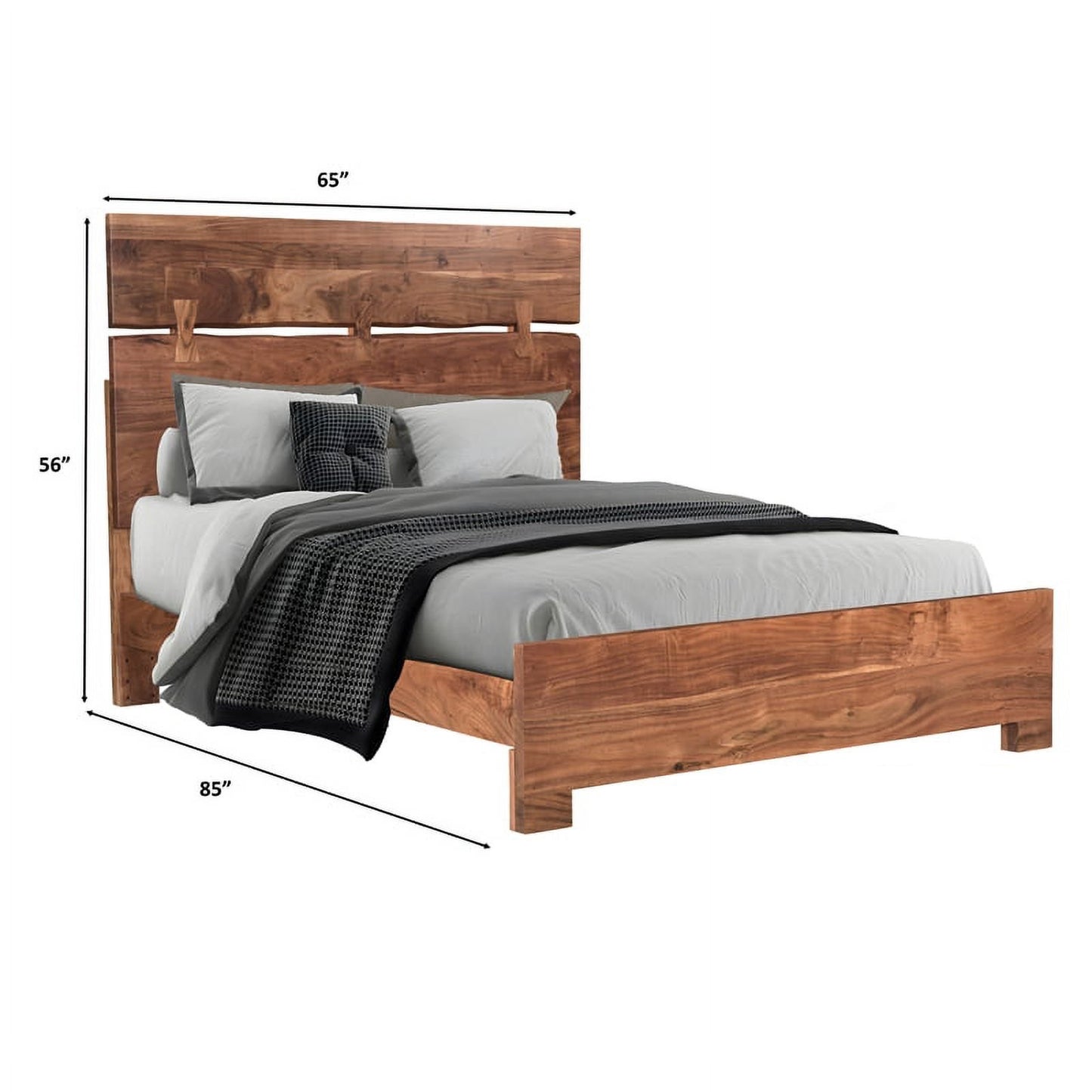 Brown Live Edge Solid Wood Queen Bed