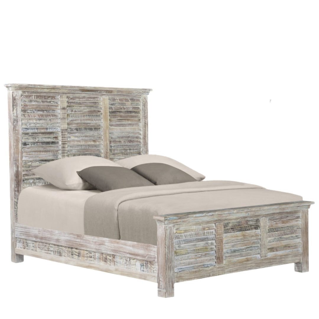 Shutter Solid Wood King Gray Bed