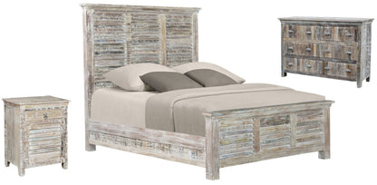 Shutter Solid Wood King Gray Bed