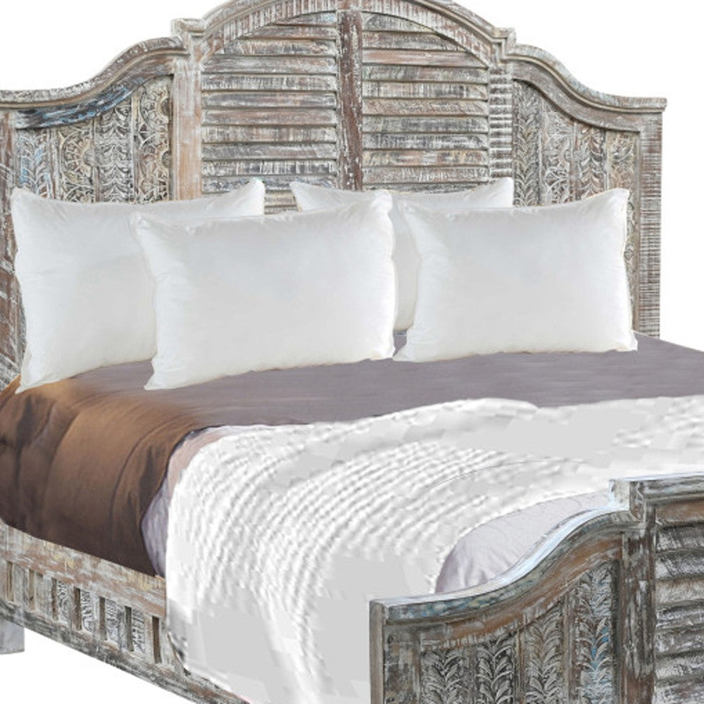 Shutter Scallop Solid Wood King White Bed