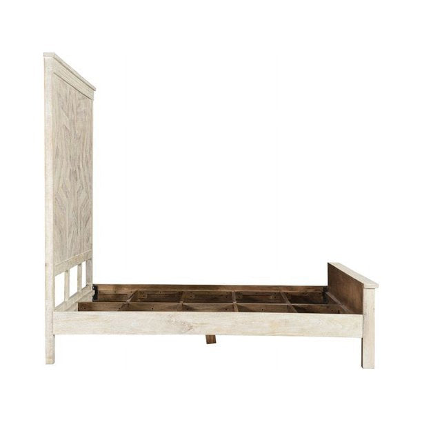 Solid Wood King Geo Star White Bed