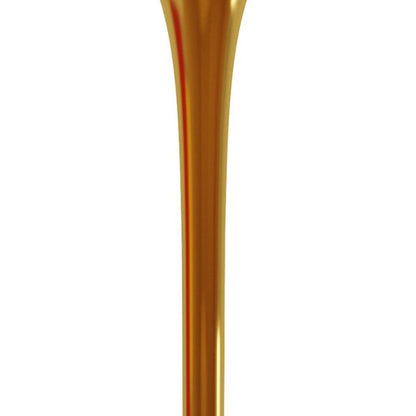 32" White and Gold Rounded Marble and Metal Bar Table