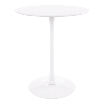 36" White Rounded Manufactured Wood and Metal Bar Table