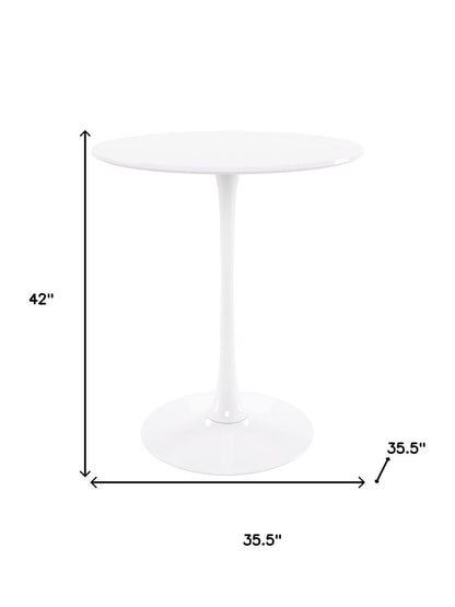 36" White Rounded Manufactured Wood and Metal Bar Table