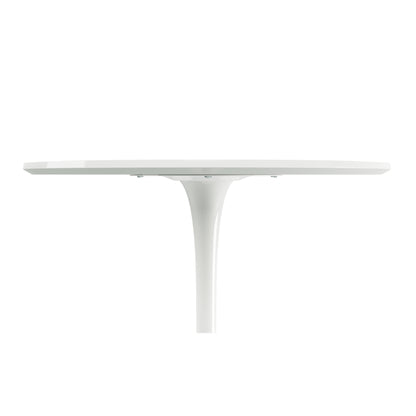 36" White Rounded Manufactured Wood and Metal Bar Table