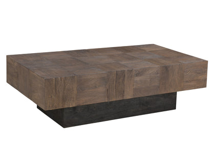 59" Dark Brown And Black Solid Wood Coffee Table