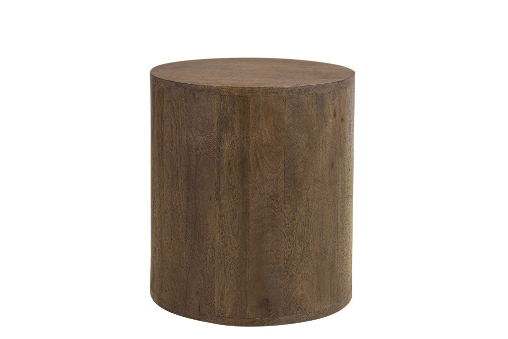 18" Wood Brown Solid Wood Round End Table