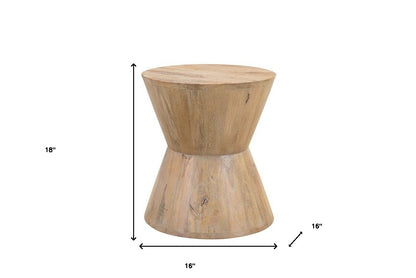 18" Wood Brown And Brown Wood Solid Wood Round End Table