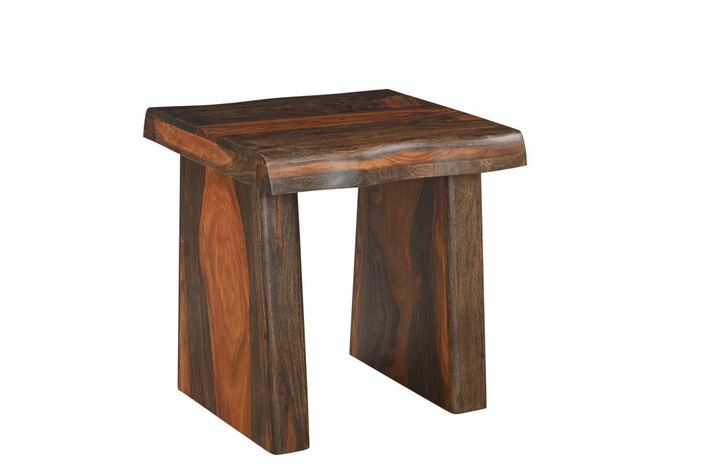 23" Dark Brown And Brown Wood Solid Wood Square End Table