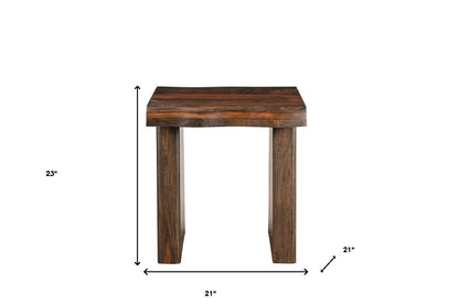 23" Dark Brown And Brown Wood Solid Wood Square End Table