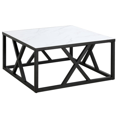 35" White And Black Steel Square Coffee Table