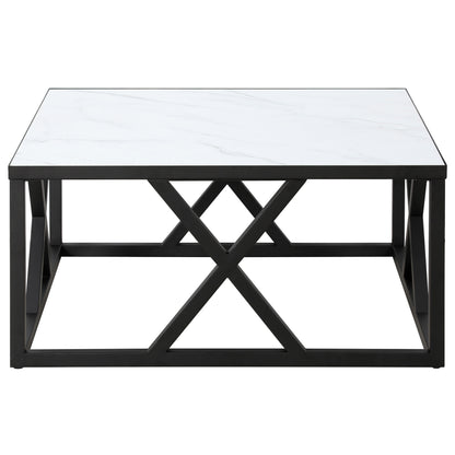 35" White And Black Steel Square Coffee Table