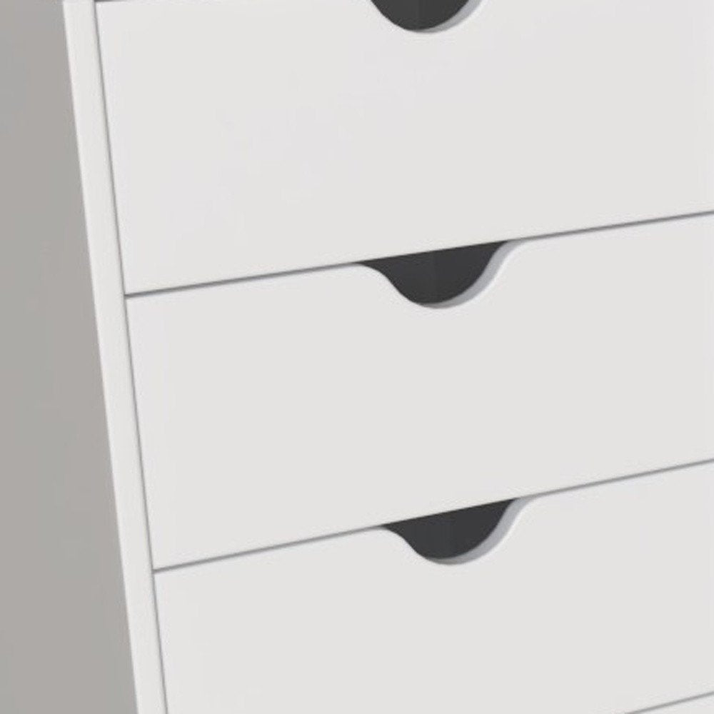 16" White Solid Wood Five Drawer Lingerie Chest