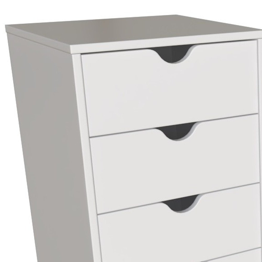 16" White Solid Wood Five Drawer Lingerie Chest
