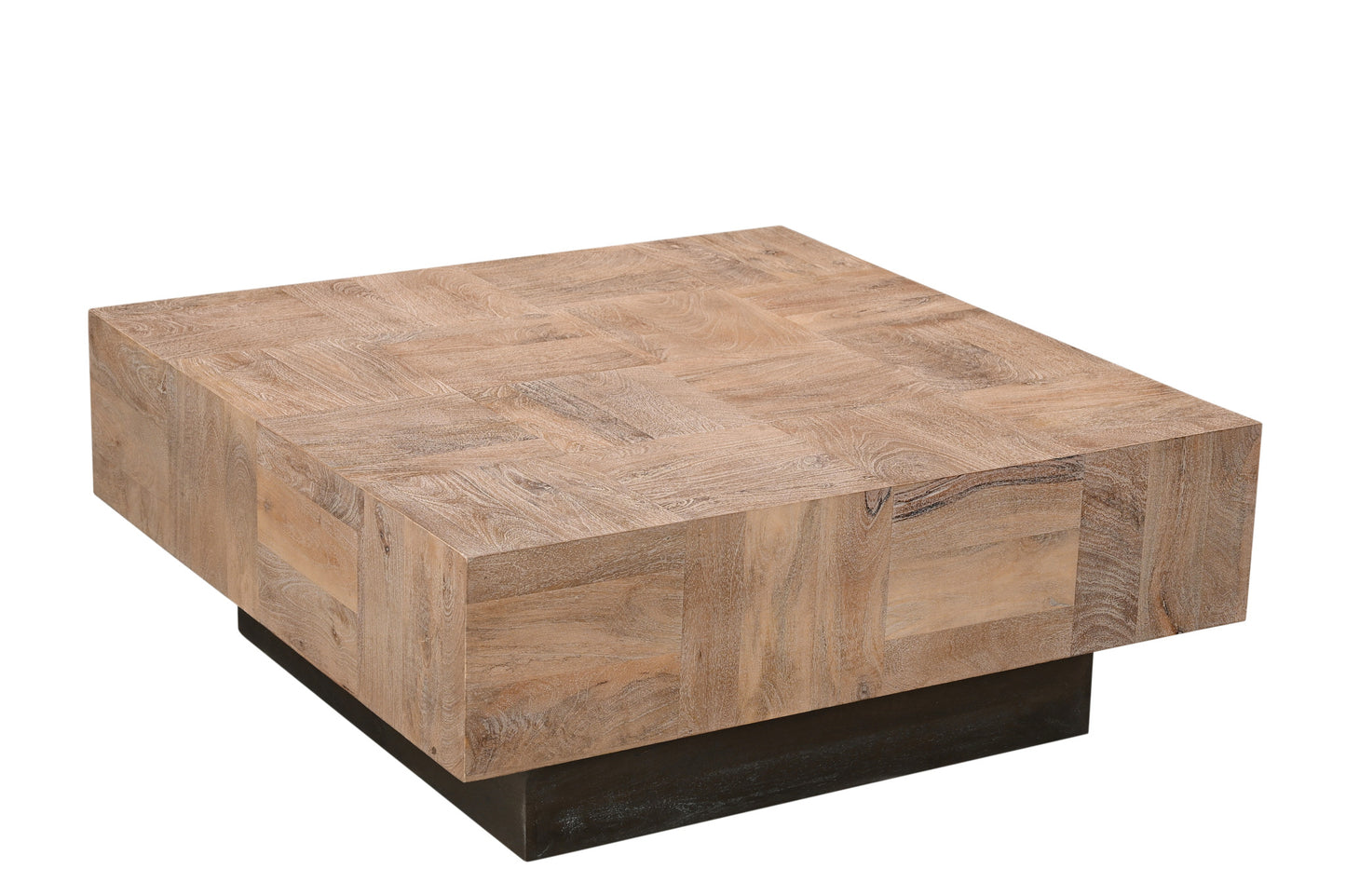 40" Brown And Black Solid Wood Square Coffee Table