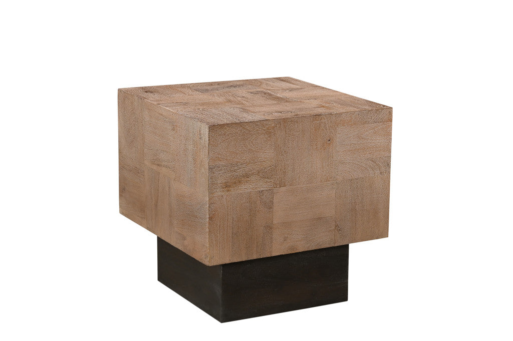 22" Black And Brown Solid Wood Square End Table