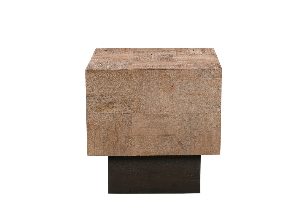 22" Black And Brown Solid Wood Square End Table