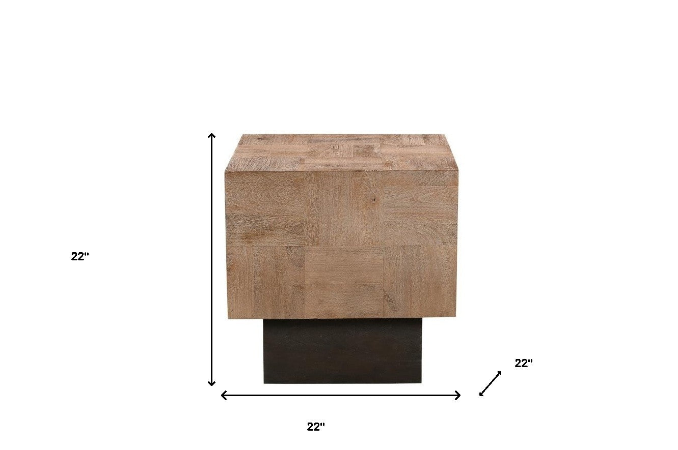 22" Black And Brown Solid Wood Square End Table