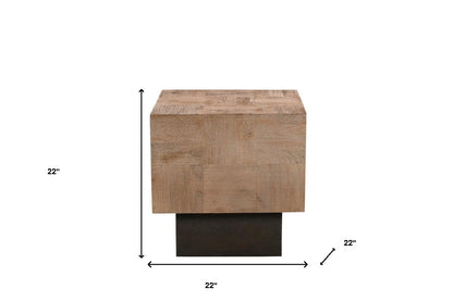 22" Black And Brown Solid Wood Square End Table