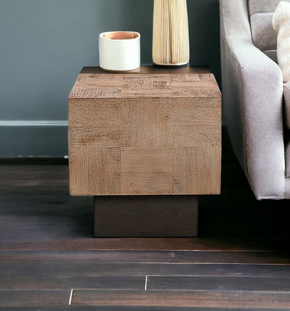 22" Black And Brown Solid Wood Square End Table