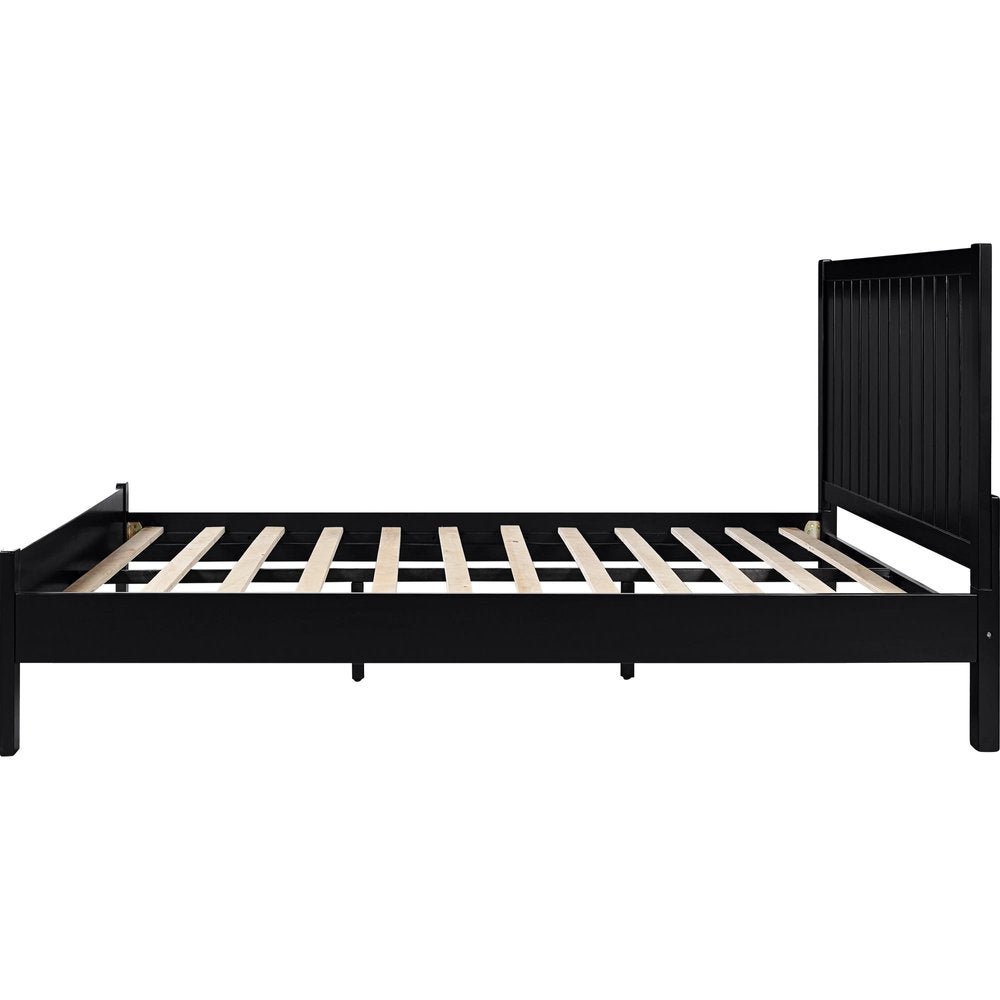 Black Solid Wood Queen Bed Frame