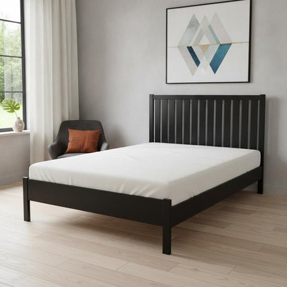 Black Solid Wood Queen Bed Frame