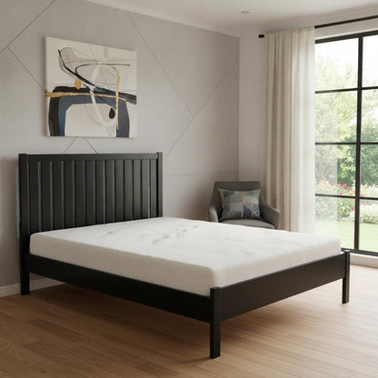 Black Solid Wood Queen Bed Frame