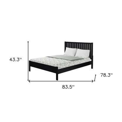 Black Solid Wood Queen Bed Frame