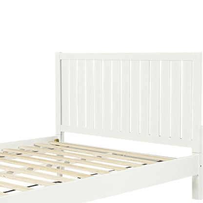 White Shiplap Texture Solid Wood Queen Bed Frame