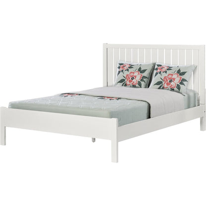 White Shiplap Texture Solid Wood Queen Bed Frame