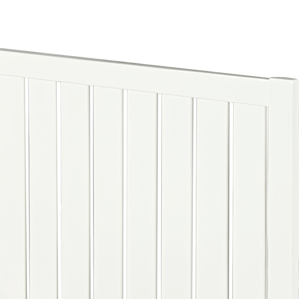 White Shiplap Texture Solid Wood Queen Bed Frame