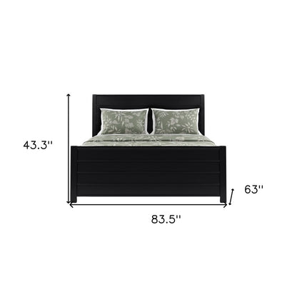Black Solid Wood Queen Bed Frame