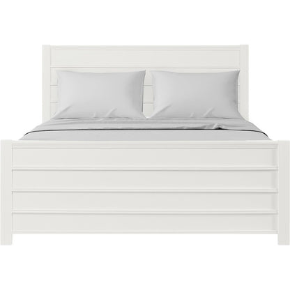 White Shiplap Texture Solid Wood Queen Bed Frame