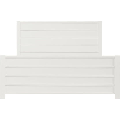 White Shiplap Texture Solid Wood Queen Bed Frame