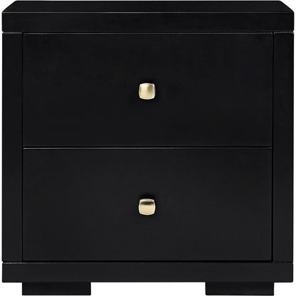 Black Solid Wood Queen Bed Frame With Drawers