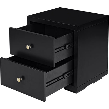 Black Solid Wood Queen Bed Frame With Drawers