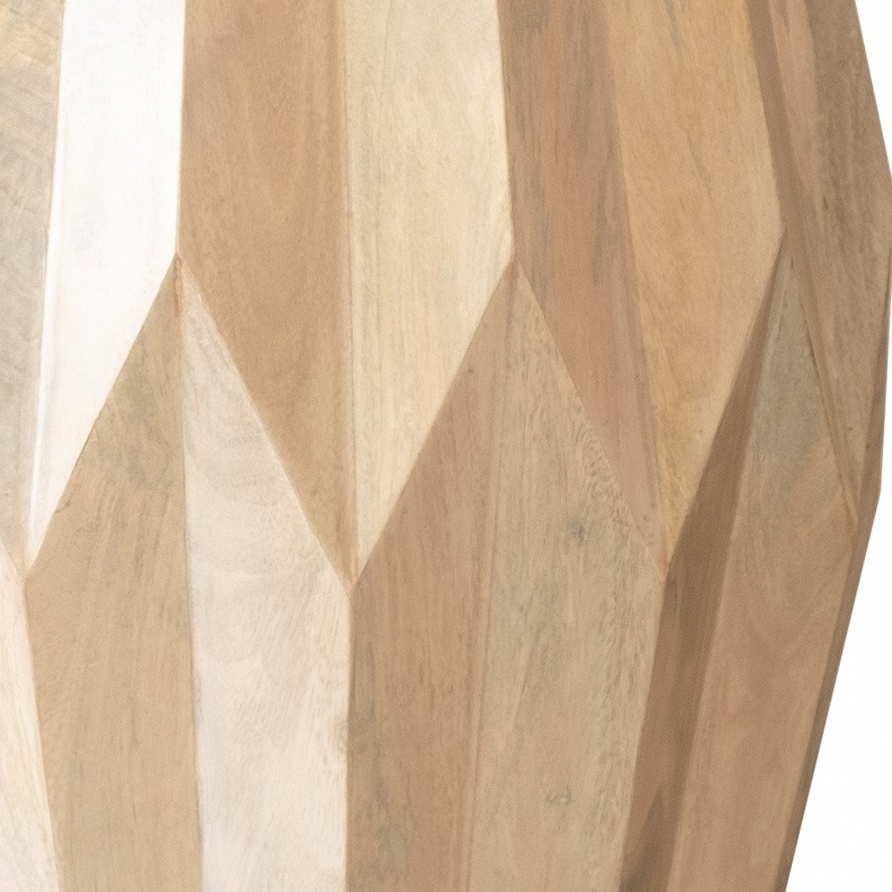 23" Natural Solid Wood Round Drum End Table