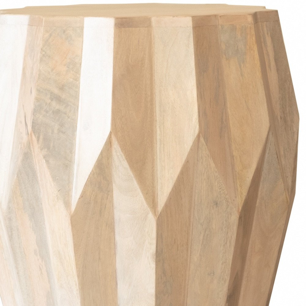 23" Natural Solid Wood Round Drum End Table