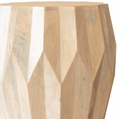23" Natural Solid Wood Round Drum End Table