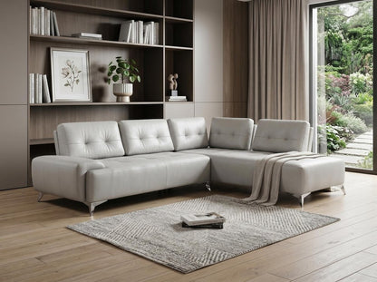White Leather L Shaped Two Piece Seating Component