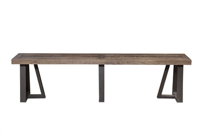 75" Natural And Black Solid Wood Distressed Dining Bench