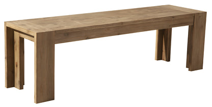 58" Natural Distressed Solid Wood Dining Bench