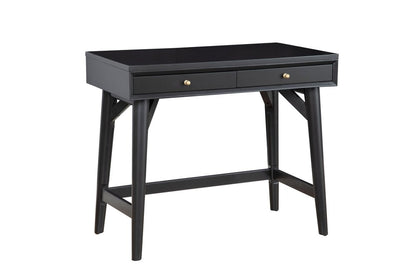 36" Black Wood Writing Desk With And Two Drawers