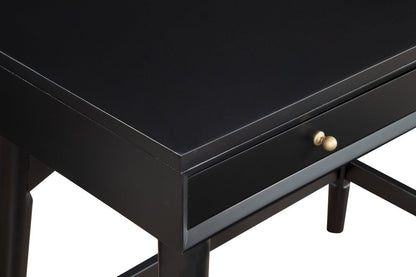 36" Black Wood Writing Desk With And Two Drawers