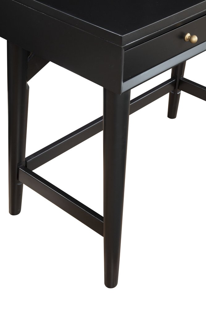 36" Black Wood Writing Desk With And Two Drawers