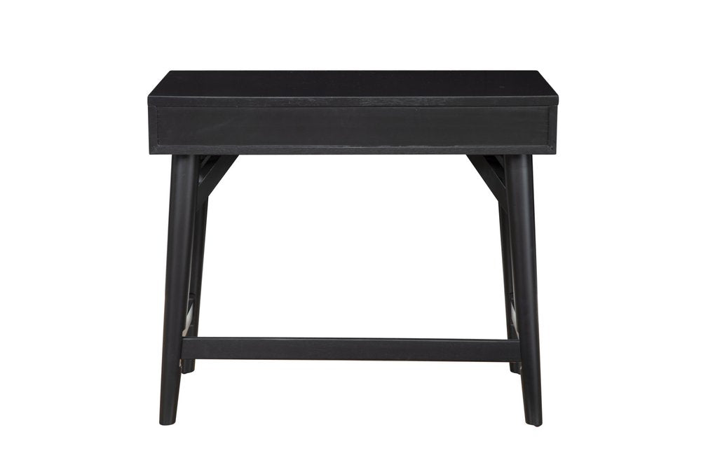 36" Black Wood Writing Desk With And Two Drawers